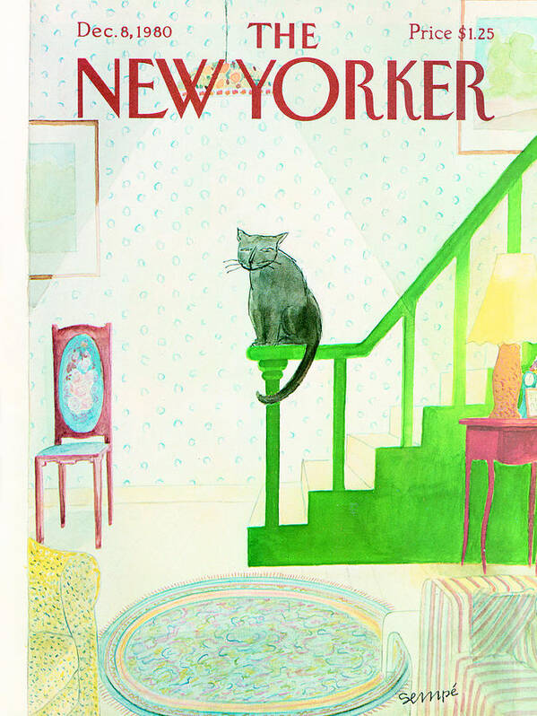 Cat Art Print featuring the photograph The New Yorker Cover - December 8th, 1980 by Jean-Jacques Sempe