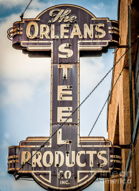 Sign Art Print featuring the photograph The Orleans Steel Products Sign by Kathleen K Parker