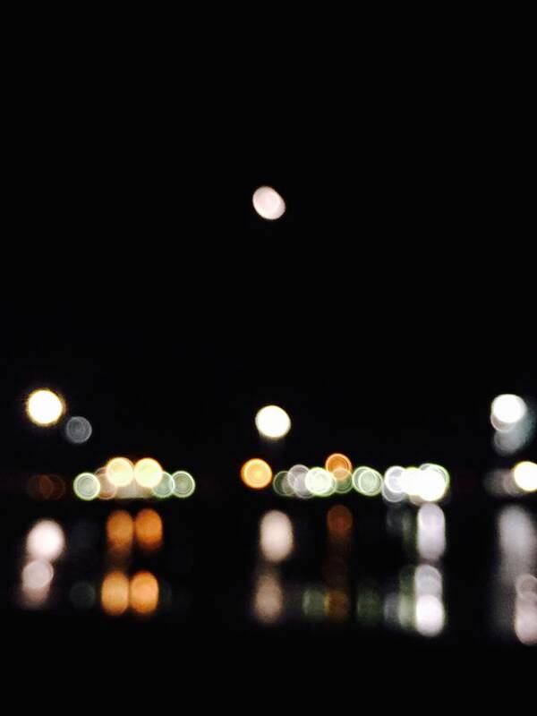 Port Art Print featuring the photograph The port, the lights, and the moon by Ingrid Van Amsterdam