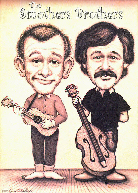 The Smothers Brothers Art Print featuring the drawing The Smothers Brothers by Cristophers Dream Artistry