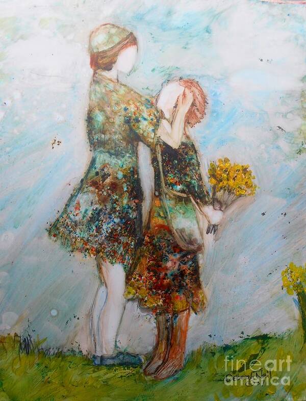 Mother And Daughter Art Print featuring the painting The Surprise by Deborah Nell