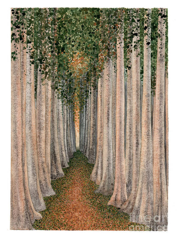 Trees Art Print featuring the painting The Temple by Hilda Wagner