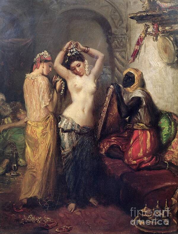 The Art Print featuring the painting The Toilet in the Seraglio by Theodore Chasseriau