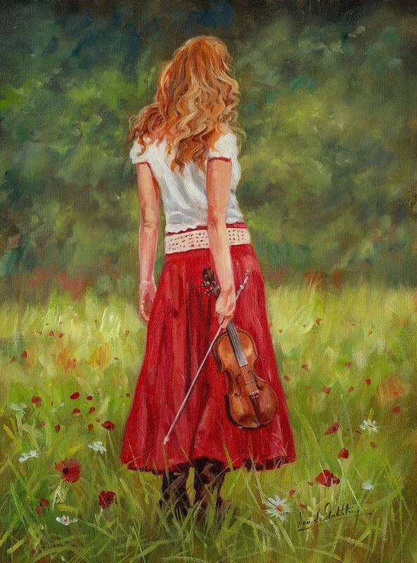 Girl Art Print featuring the painting The Violinist by David Stribbling