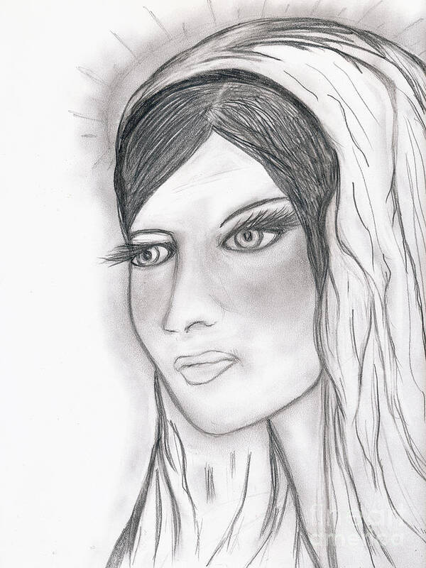 Mary Art Print featuring the drawing The Virgin Mary by Sonya Chalmers