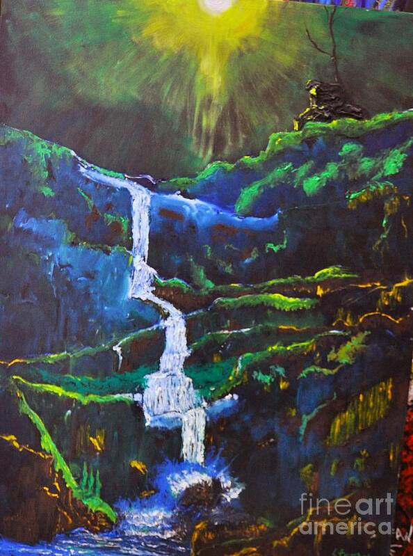 Waterfall Art Print featuring the painting The Waterfall by Stefan Duncan