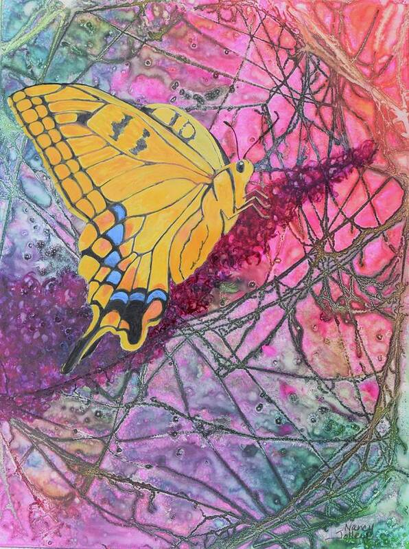 Butterfly Art Print featuring the painting Tiger Swallowtail by Nancy Jolley