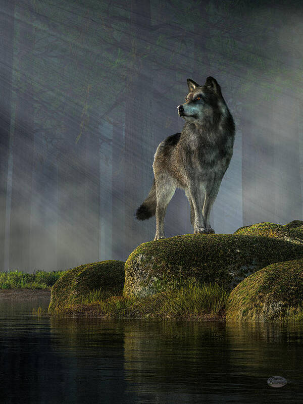 Timber Wolf Art Print featuring the digital art Timber Wolf by Daniel Eskridge