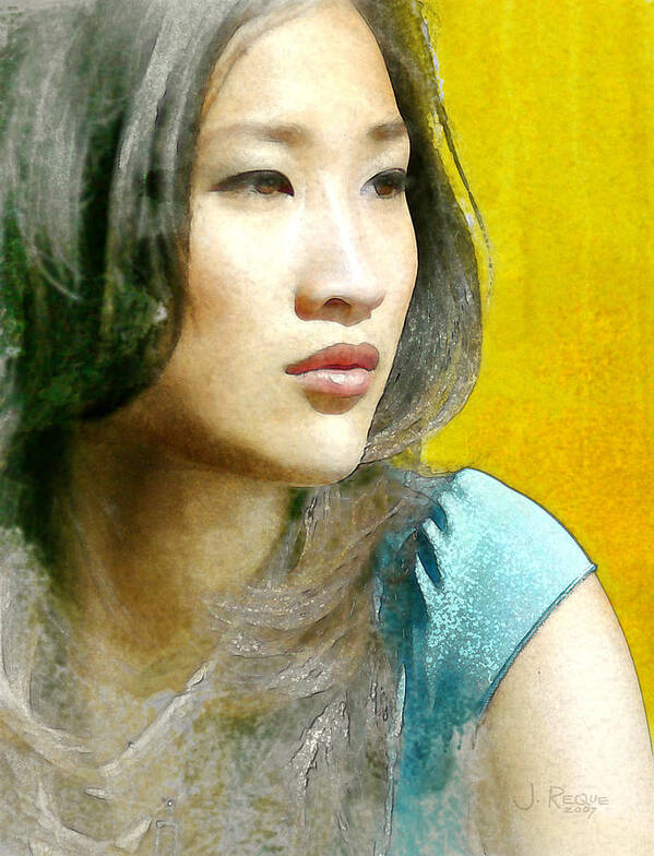 Watercolor Art Print featuring the digital art Tina Huang by Julius Reque