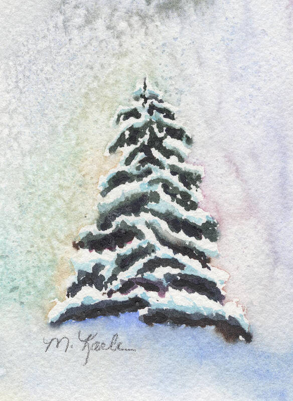 Winter Art Print featuring the painting Tiny Snowy Tree by Marsha Karle