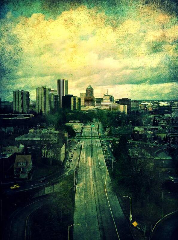 Downtown Buildings Art Print featuring the photograph To the City by Cathie Tyler