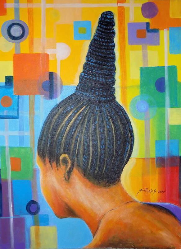 Living Room Art Print featuring the painting Traditional Hair Style by Olaoluwa Smith