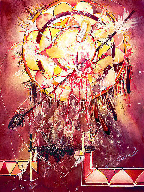 Spirits Art Print featuring the painting Transcending Indian Spirit by Connie Williams
