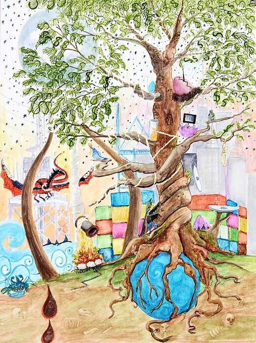 Tree Of Life Art Print featuring the painting Tree of Life Spent by Pauline Ross
