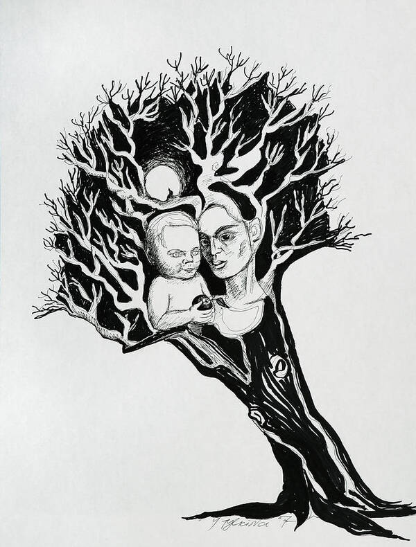 Surreal Art Print featuring the drawing Tree by Yelena Tylkina