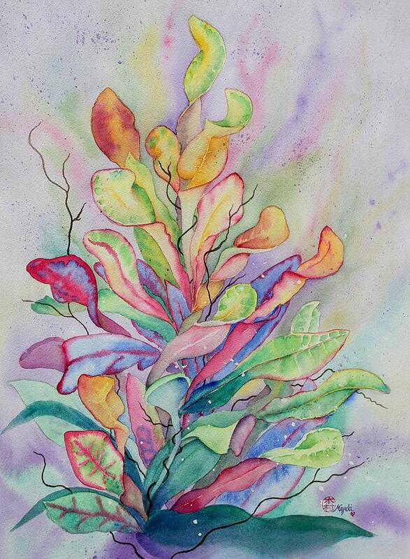 Croton Art Print featuring the painting Tropical Vortex by Kelly Miyuki Kimura