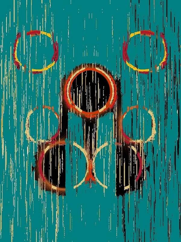 Abstract Art Print featuring the digital art Turquoise Rings by Cooky Goldblatt