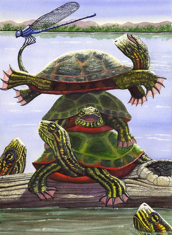 Turtle Art Print featuring the painting Turtle Circus by Catherine G McElroy