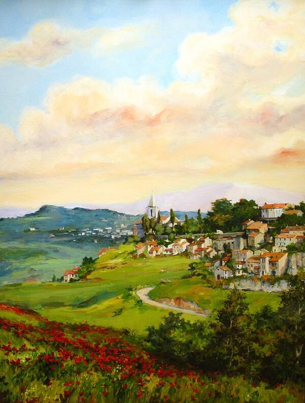 Tuscan Art Print featuring the painting Tuscan landscape by Tigran Ghulyan
