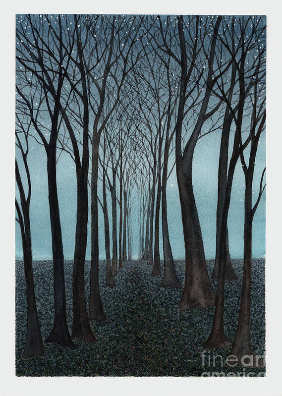 Fantasy Art Print featuring the painting Twilight Forest by Hilda Wagner