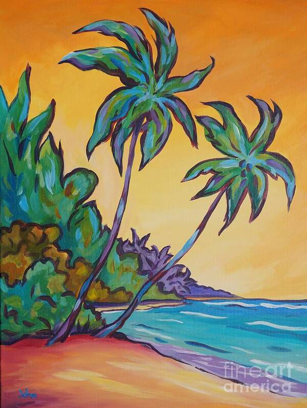 Art Art Print featuring the painting Two Palms by John Clark