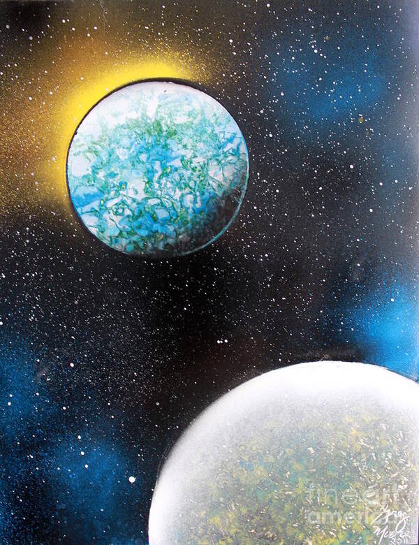 Space Art Art Print featuring the painting Two Planets by Greg Moores