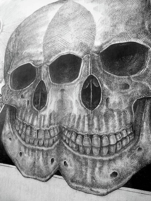 Graffiti Art Print featuring the photograph Two Skulls ... by Juergen Weiss