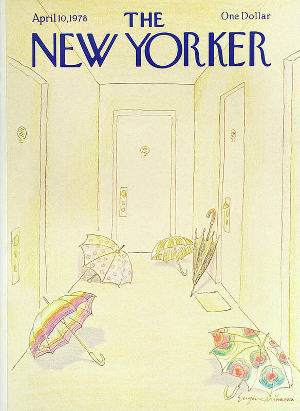 Rain Art Print featuring the painting New Yorker April 10, 1978 by Eugene Mihaesco