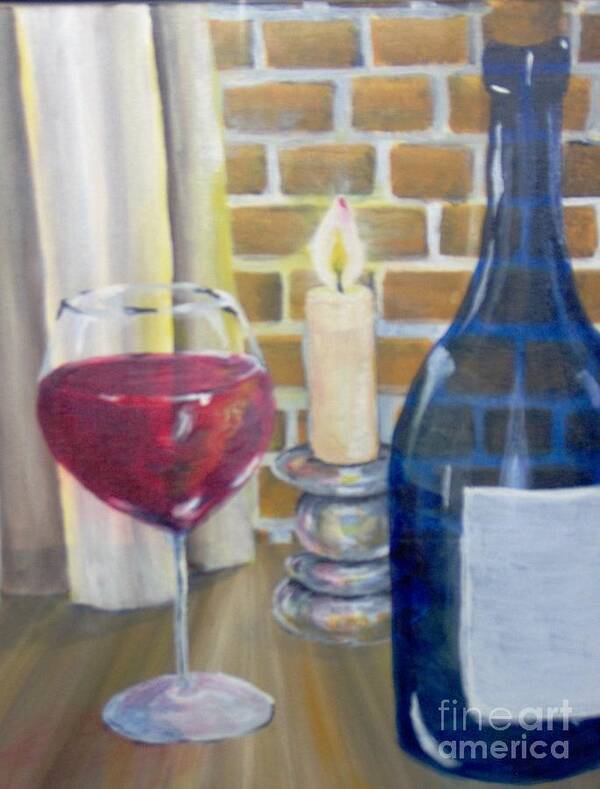 Wine Art Print featuring the painting Unwind by Saundra Johnson