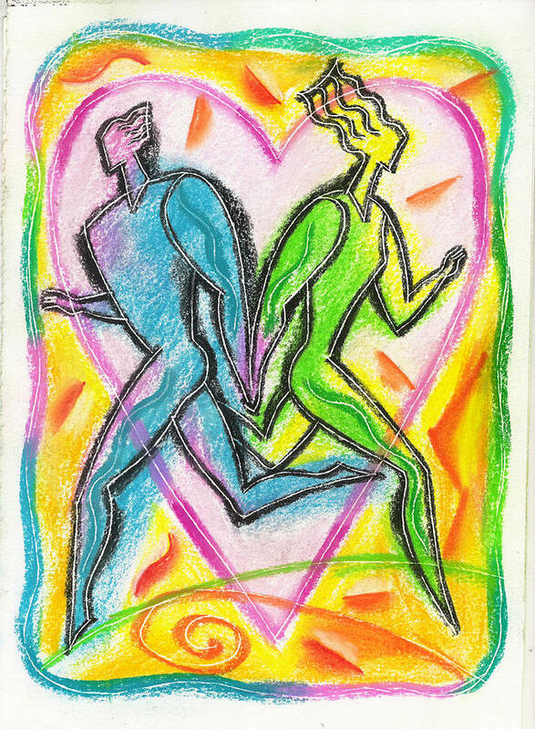  Affection Boyfriend Cardiovascular Color Colour Couple Energy Exercise Family Female Fitness Friend Friendship Full Body Full Length Girlfriend Hardy Health Healthy Living Heart Heart Health Heterosexual Couple Holding Hands Husband Illustration And Painting Jointly Lifestyle Love Male Man Men And Women Motion Movement People Person Power Profile Running Side View Spouse Sweetheart Three Quarter Length Three-quarter Length Together Two Two People Vertical Wellbeing Wife Woman Valentines Day Art Print featuring the painting Valentines Day by Leon Zernitsky