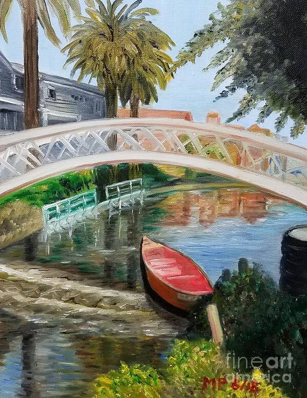 Oil On Canvas - 16x12 - Landscape Art Print featuring the painting Venice in L.A. by Madeleine Prochazka