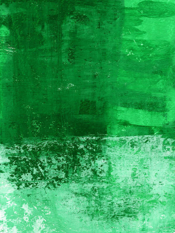 Green Abstract Art Print featuring the painting Verde- Contemporary Abstract Art by Linda Woods