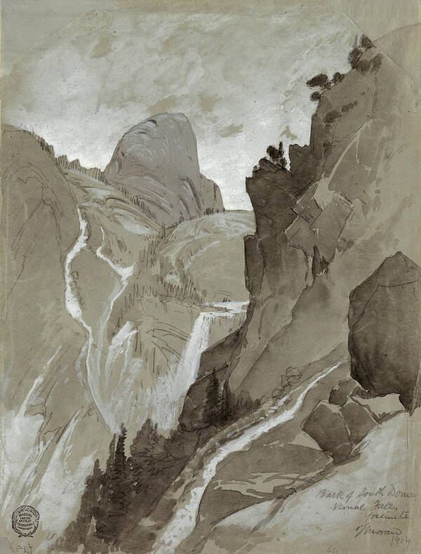 Thomas Moran Art Print featuring the drawing Vernal Falls, Yosemite, 1904 by Thomas Moran