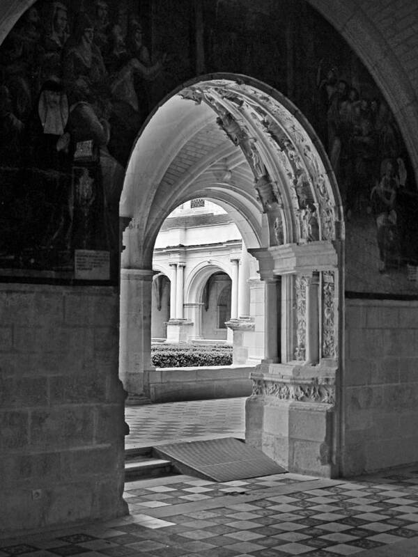 Fontevraud Abbey Art Print featuring the photograph View Through An Arch by Dave Mills