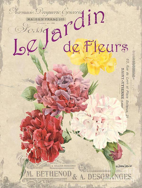 Floral Art Print featuring the painting Vintage French Flower Shop 4 by Debbie DeWitt