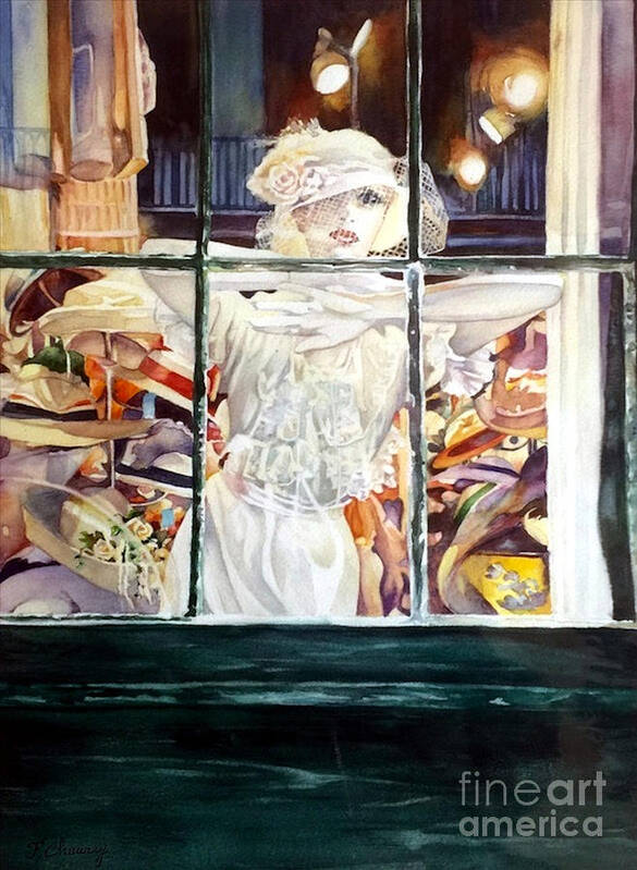 Girl Art Print featuring the painting Vitrine - New Orleans - USA by Francoise Chauray