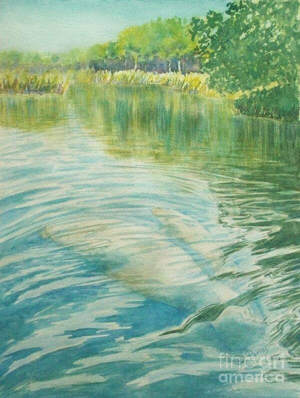 Dparins Art Print featuring the painting Wakulla Springs Manatees by DParins Zich
