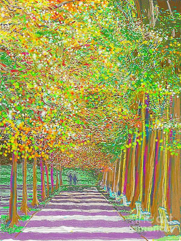 Park Art Print featuring the painting Walk in Park Cathedral by Hidden Mountain