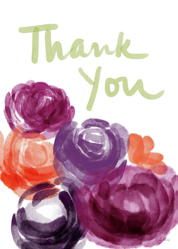 Thank You Art Print featuring the painting Watercolor Roses Thank You- Art by Linda Woods by Linda Woods