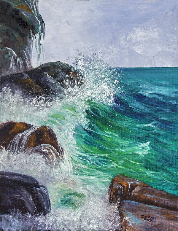 Seascape Art Print featuring the painting Waves on Maui by Darice Machel McGuire