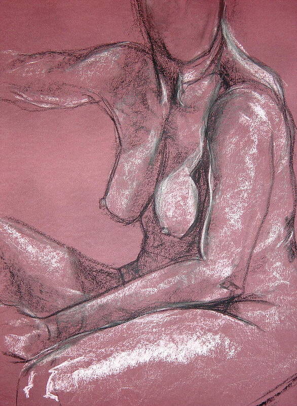 Nude Art Print featuring the drawing WCA nude by Bonnie Peacher