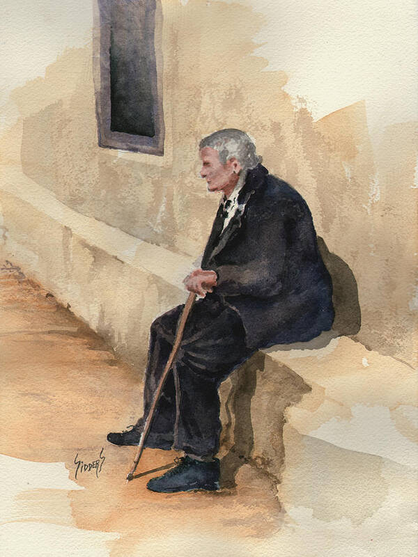 Old Art Print featuring the painting Weary by Sam Sidders