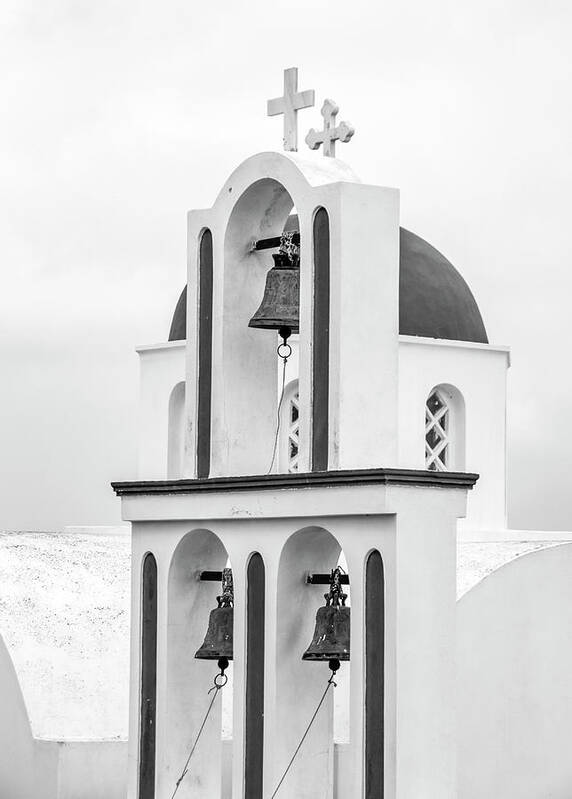  Greece Art Print featuring the photograph For whom the bell tolls - Santorini by Usha Peddamatham