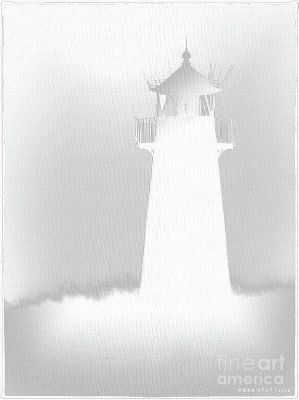 Mona Stut Art Print featuring the digital art Lighthouse White Silhouetted by Mona Stut