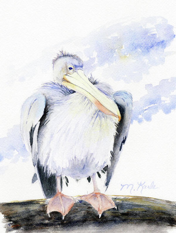 White Pelican Art Print featuring the painting White Pelican by Marsha Karle