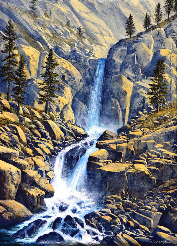 Wilderness Waterfall Art Print featuring the painting Wilderness Waterfall by Frank Wilson