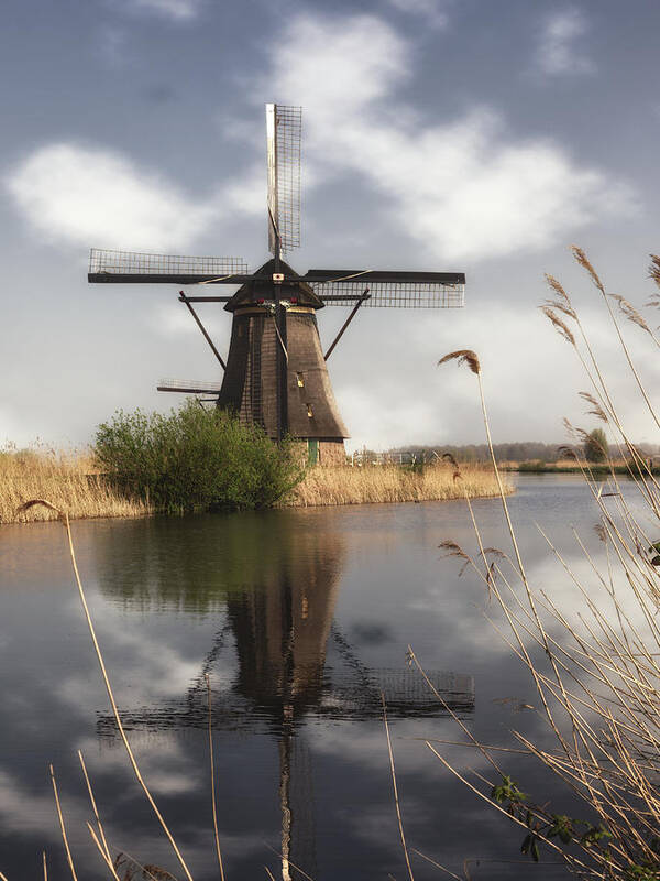 Windmill Art Print featuring the photograph Windmill at Kinderdijk in Holland by Tim Abeln