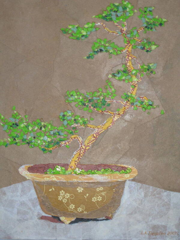 Banzai Tree Art Print featuring the painting Windswept Juniper by Leah Tomaino