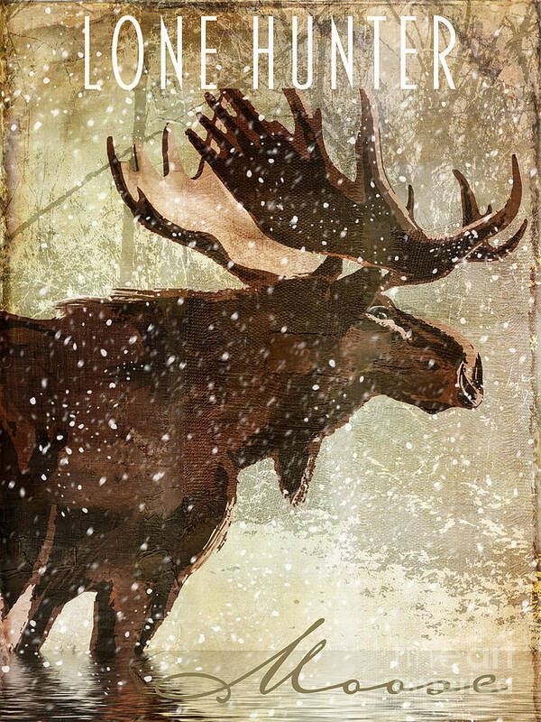 Winter Game Art Print featuring the painting Winter Game Moose by Mindy Sommers