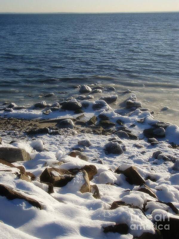 Winter Art Print featuring the photograph Winter on the Long Island Sound by Kristine Nora